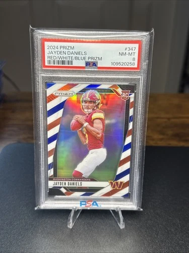 2024 Panini Prizm - Rookies Jayden Daniels #347 Red White & Blue Prizm PSA 8!