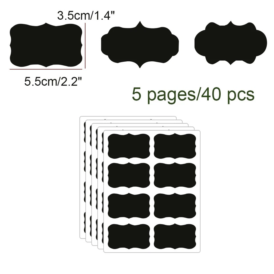 40pcs Chalkboard Labels Water-resistant Reusable Blackboards Storages Sticker Foto 2 de 4