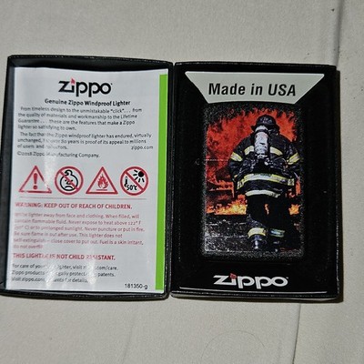 Zippo '' In To The Flame'' Firefighter Wind Proof Lighter. Made In The USA