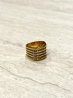 VTG Gold Tone Ring Size 9 Two Tone Band 925 Silver Ribbed Statement Estate Large