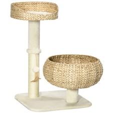 28" Elevated Cat Bed with Sisal Scratching Post