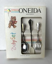 Oneida Stainless Baby Set 3-piece Set Fork Spoon 1987 NIB Sealed Vintage