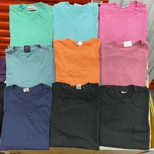 LOT OF 9: Vintage 90s Blank Solid Shirts MIXED SIZES, BRANDS, AND COLORS!