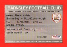 2011/12 BARNSLEY 1-3 MIDDLESBROUGH CHAMPIONSHIP 16.8.11 ATT. 10,603