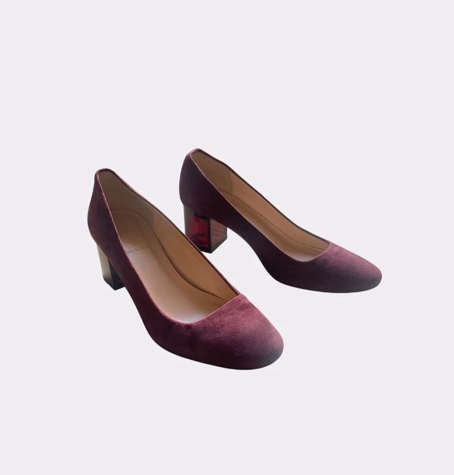 J.Crew замшевый котенок блок каблук насос в баклажан/слива фиолетовый. - Изображение 4 из 4