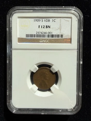 1909 S VDB Lincoln Wheat Cent Fine F12 NGC Rare Key Date - Problem Free