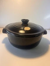 Emile Henry 5.2L/28cm Ceramic Round Stewpot Food Cooking Pot w/ Lid  Black