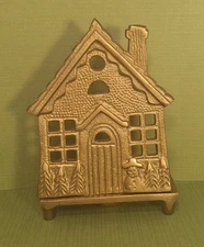 Brass House Candle Holder for Tea Light 5.25" x 4.5" x 2.5" Winter Themed