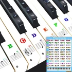 Piano Keyboard Stickers with Piano Chord Chart,for 88/61/54/49 Key,Note Lette...