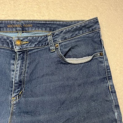 Michael Kors Izzy Skinny Jeans Womens 16W Blue Denim Stretch Medium Wash MK Logo