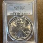 1990 American Eagle 1 oz Silver Dollar PCGS MS 69 Certified .999 Fine Silver
