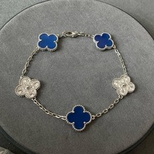 blue agate cz bracelet 925 silver white gold plated 15mm 5 motifs