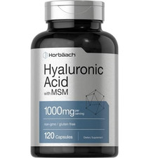 Hyaluronic Acid with MSM  1000 mg  120 Capsules  Non-GMO  by Horbaach