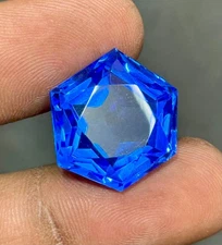 27 Carat Blue Topaz: Fancy Cut Hexagon Gemstone for Pendants