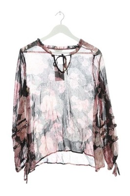 FROGBOX Langarm-Bluse Damen Bluse Gr. DE 40 pink-schwarz-wollweiß Elegant