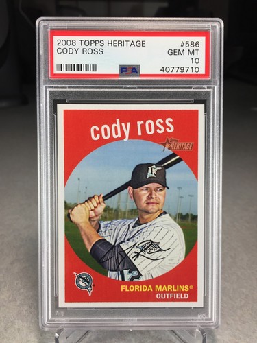 2008 Topps Heritage Cody Ross #586 - PSA 10 - POP 3 - Florida Marlins - 第 1/2 張圖片