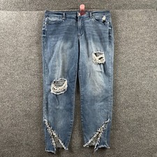 Forever 21 Plus Distressed Blue Straight Jeans Womans Size 16