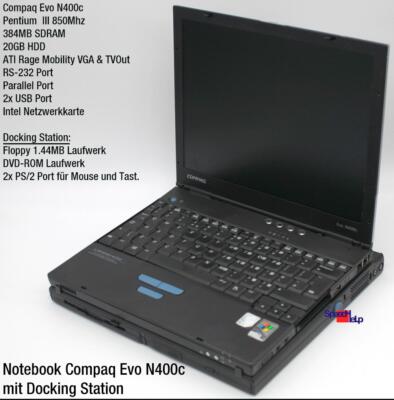 Netbook Notebook Compaq Evo N400C Docking Station Laptop Windows