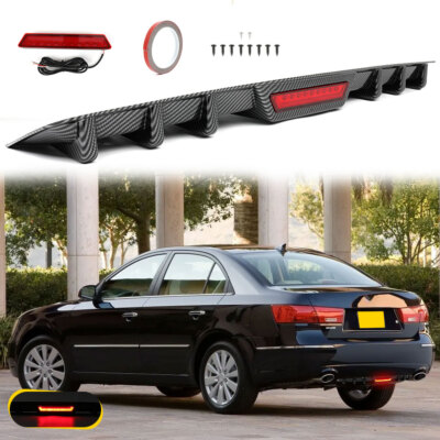 For Hyundai Sonata Car Rear Bumper Diffuser Spoiler Splitter w/ LED Brake Light