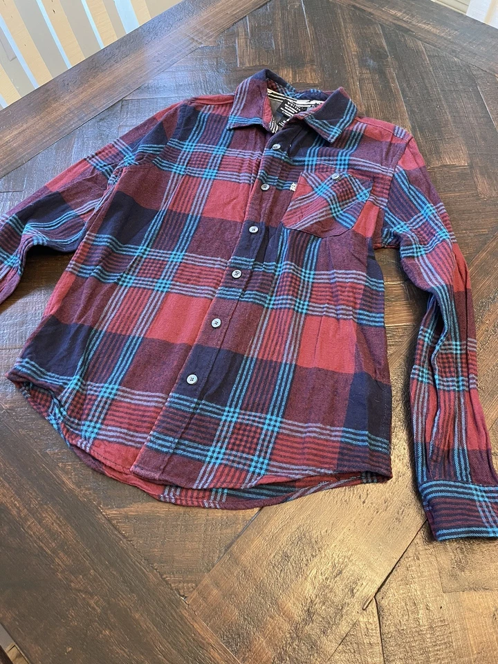 男孩 SHAUN 白色法兰绒衬衫 尺寸 M 中号 红色 蓝色 滑冰鞋 — 第 2/2 张图片