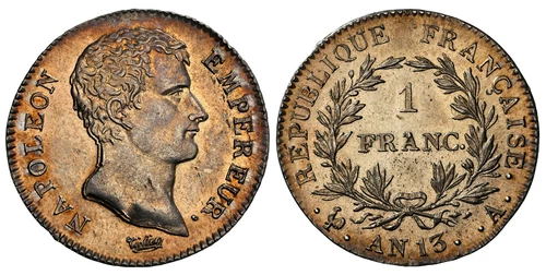 FRANCE. Napoleon I. An 13-A AR Franc. NGC MS63. KM 656.1; Gad.-443; F-201.