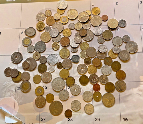 Over 100 Assorted Pre-EURO International Coins (approx 1 pound weight)