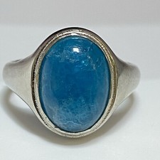 Blue Apatite Gemstone 925 Sterling Silver Beautiful Design Amazing Oval Ring