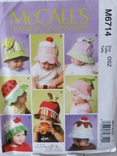 NEW UNCUT -MCCALL'S- INFANT, TODDLER HAT-M6714- SIZE (ALL SIZES IN ONE)