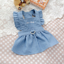 Süß Denim Hund Kleid Haustier Katze Kleidung Süß Ruffles Welpe Modisch
