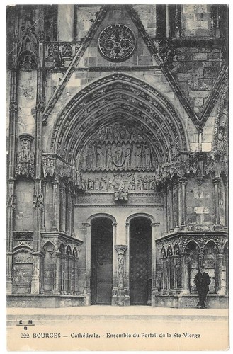 BOURGES 18 Portail de la Sainte Vierge CPA animée écrite le 27 Juin 1919 - Foto 1 di 2
