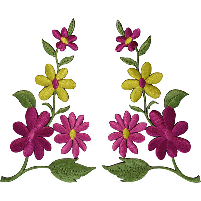 Paar Blumenaufnäher Bügeln Aufnähen Kleidung Blumen bestickt Aufnäher Abzeichen Motiv