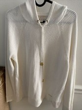 Michael Kors Women  s Ivory, Waffle-knit Hoodie Sweater Top Size Large NWOT