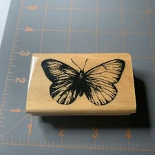 Anita  s- Wood Rubber Stamp Butterfly Nature Pond Growth Whimsical