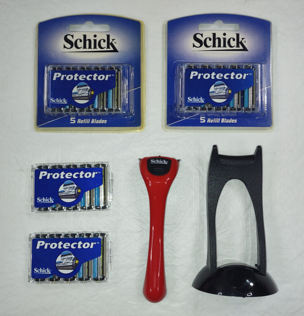 Schick Protector - 4 New Packs of Blades (20 total) and Handle w
