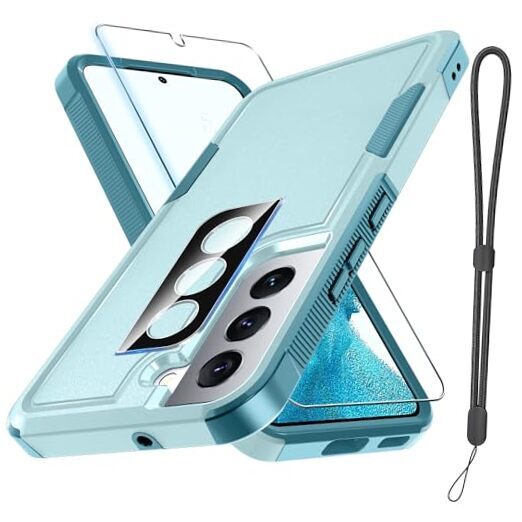 for Samsung Galaxy S22 Case, Full Body Heavy Samsung S22(6.1 inch) Mint Green