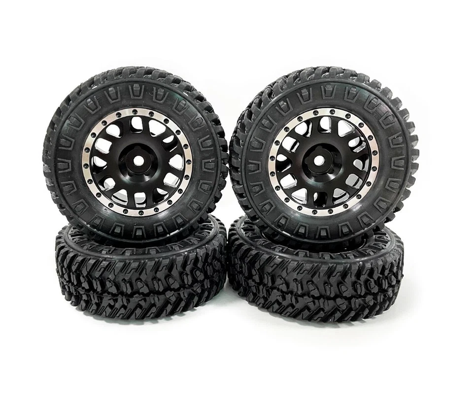 Aluminum Metal wheel Rim Rubber tires 4Pcs Fits For FMS 1/18 1/24 FCX24 Rc car - Image 4 of 4
