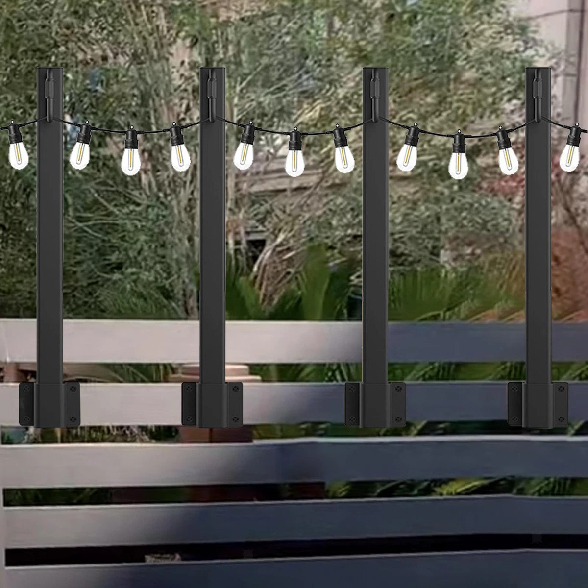 4Pcs Patio Light Poles Height Adjustable for Hanging String Lights Deck