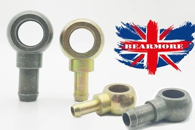 BEARMORE BARBED BANJO - 6MM - 18MM FUEL PUMP BANJO FILTER UNION STEEL HOSE ID 5MM- 16MM