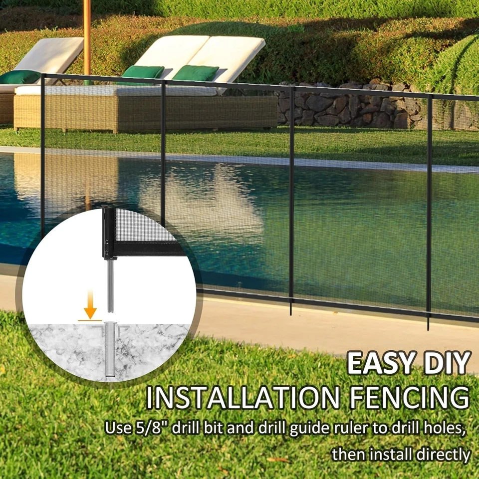 Domi 5FT Self-Closing Pool Fence Gate Kit w/ Safety Lock, Weatherproof (Black) - Image 4 of 4