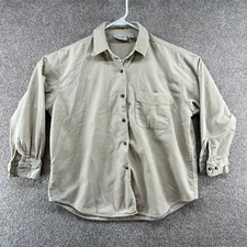 Montana Blues Women's Button Down Size Large Beige Long Sleeve Front Pocket