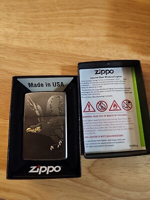 New, Zippo Chrome Lighter, Eagle Design, ''K 14'' New with Zippo Box 