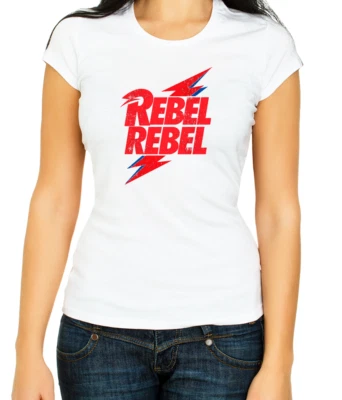 Rebel Rebel David Bowie Cover B/W Women's 3/4 Short Sleeve T-Shirt Z106