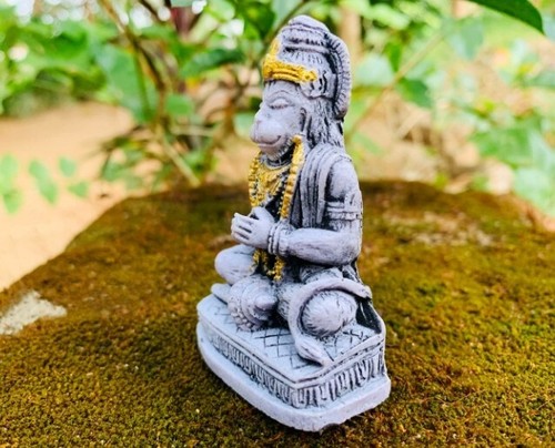 Small Lord Hanuman Statue Hanuman Stone Gold Monkey God Mini Hanuma Hindu Pooja - Picture 2 of 6