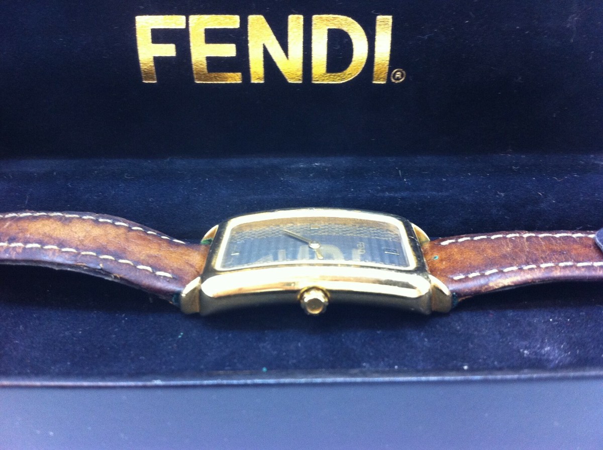 Fendi 500 Quartz Watch 002-723 - Brown Leather Band & Gold Fendi 500 Quartz Watch 002-723 - Brown Leather Band & Gold