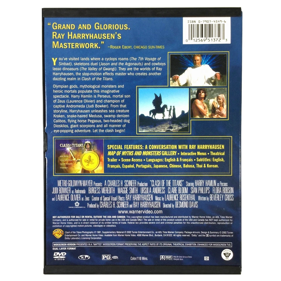 Clash of the Titans (DVD, 1981, Widescreen) Laurence Olivier Maggie Smith Foto 2 de 4