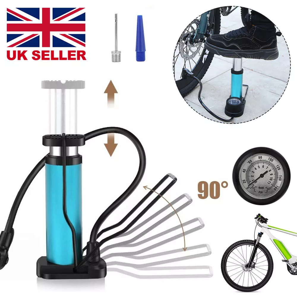 Mini Bike Pump Portable Bicycle Tyre Inflator Foot Pump Schrader