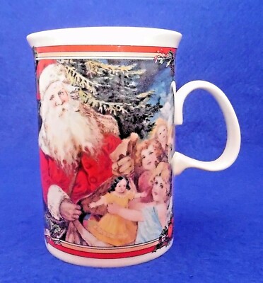 Christmas Mug / Cup by Dunoon - Scotland - Stoneware - Victorian Santa Print