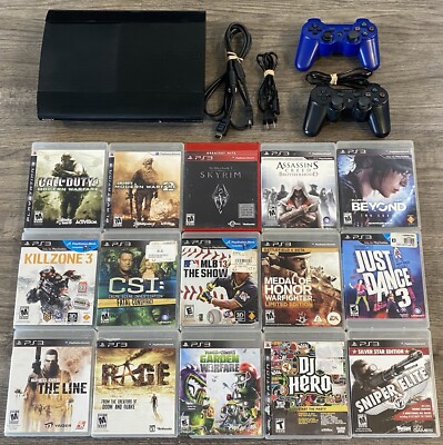 Sony Playstation PS3 Super Slim 500GB 15 PS3 Games PS3 Controller