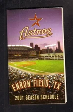 Houston Astros Enron Field 2001 Pocket Schedule Continental Airlines