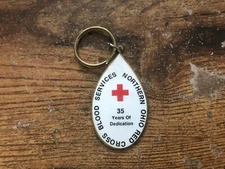 Vintage NORTHERN OHIO RED CROSS Blood Services keychain 35 Years Dedication